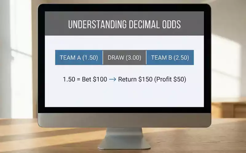 Erklärung von Wettquoten auf einem Bildschirm