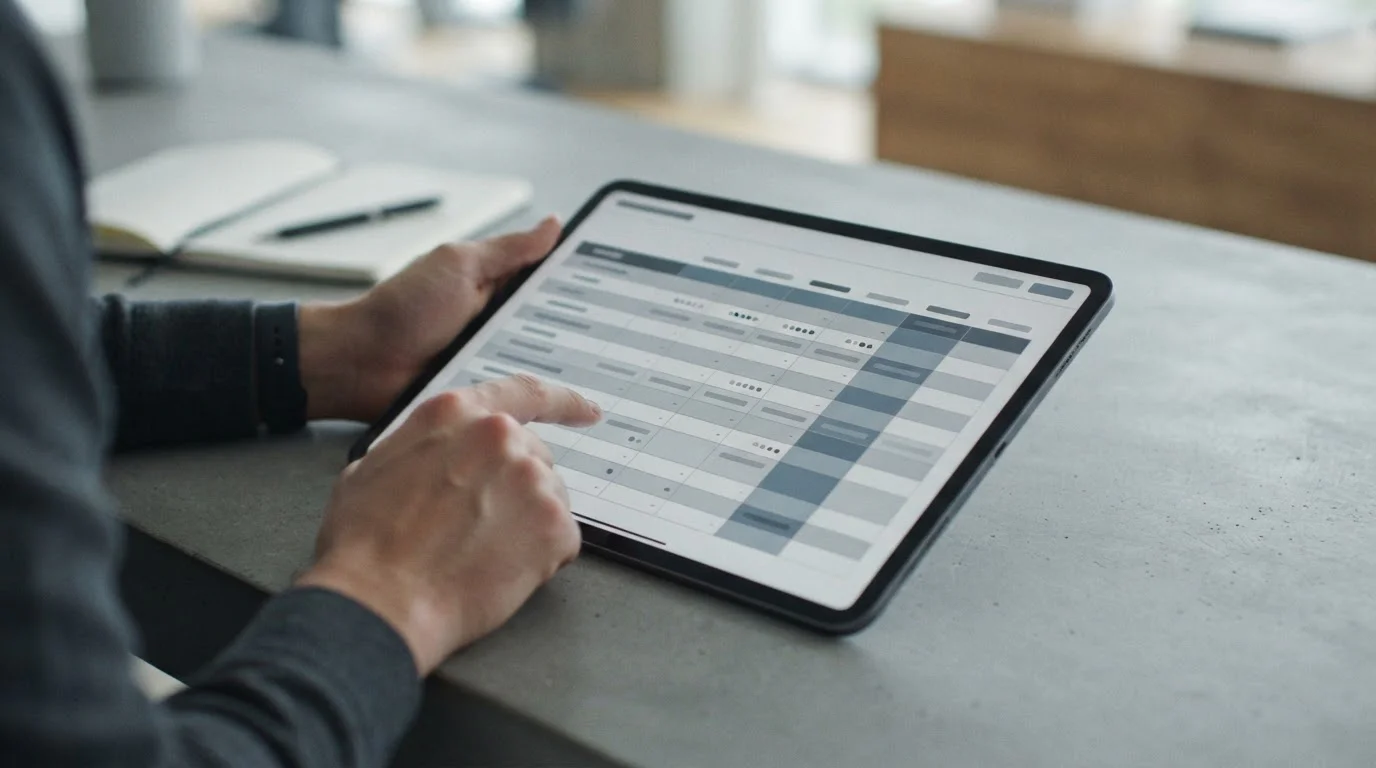 Vergleichstabelle auf Tablet-Bildschirm zur Gegenüberstellung verschiedener Wettanbieter