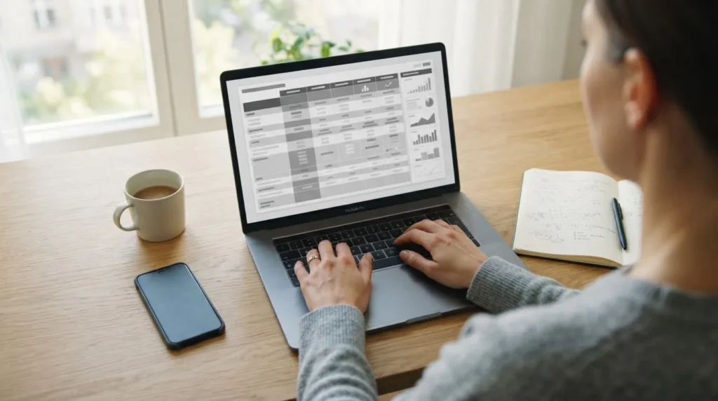 Sportanalystica mit Paysafecard-Option am Laptop in natürlichem Licht