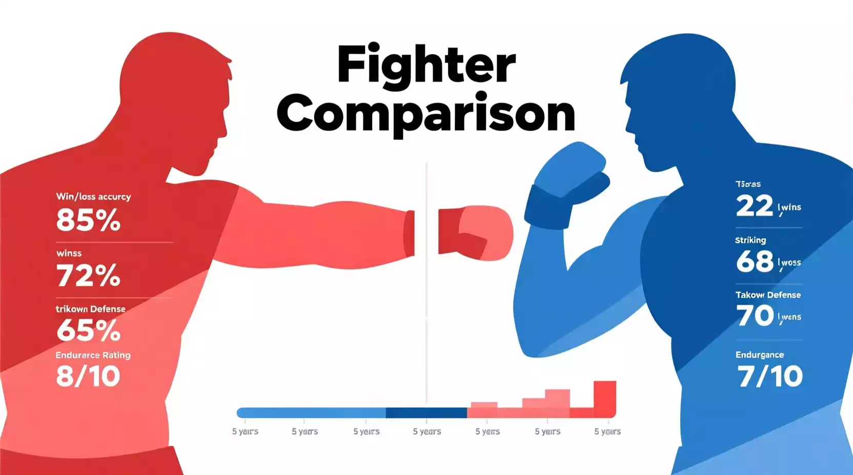 Kampfanalyse zeigt Statistiken zweier MMA Kämpfer
