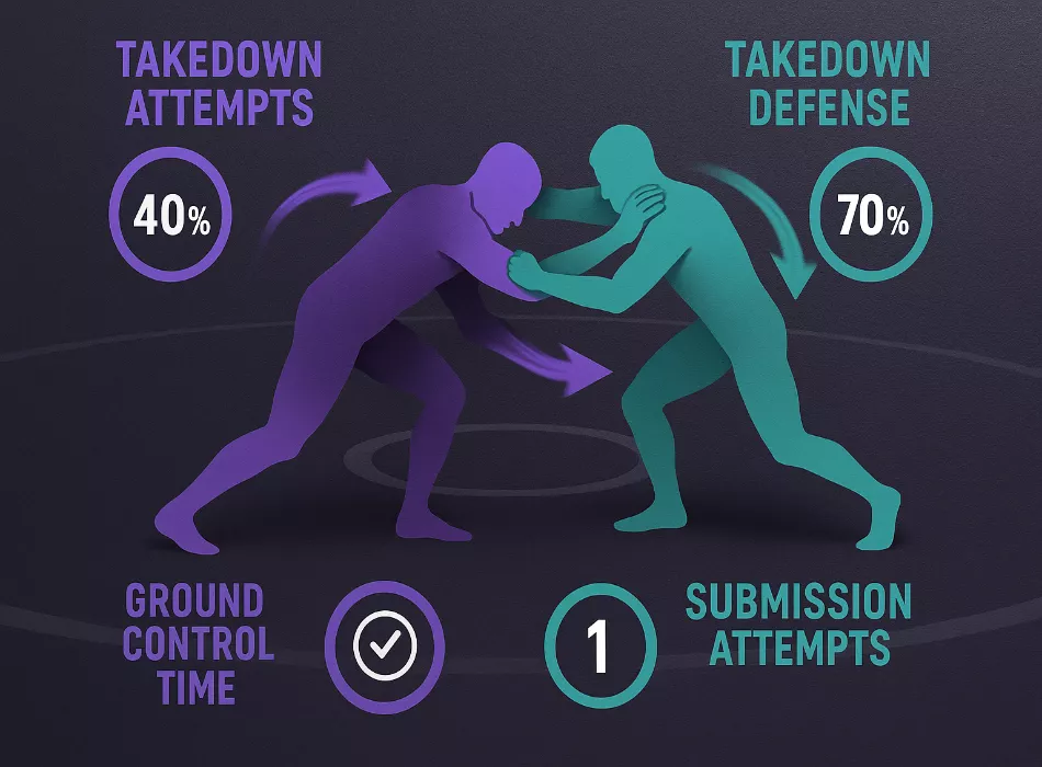 Grappling Takedown und Bodenkampf Metriken Analyse Visualisierung