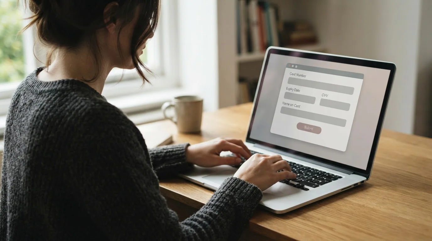 Nutzer führt Online-Zahlung am Computer durch