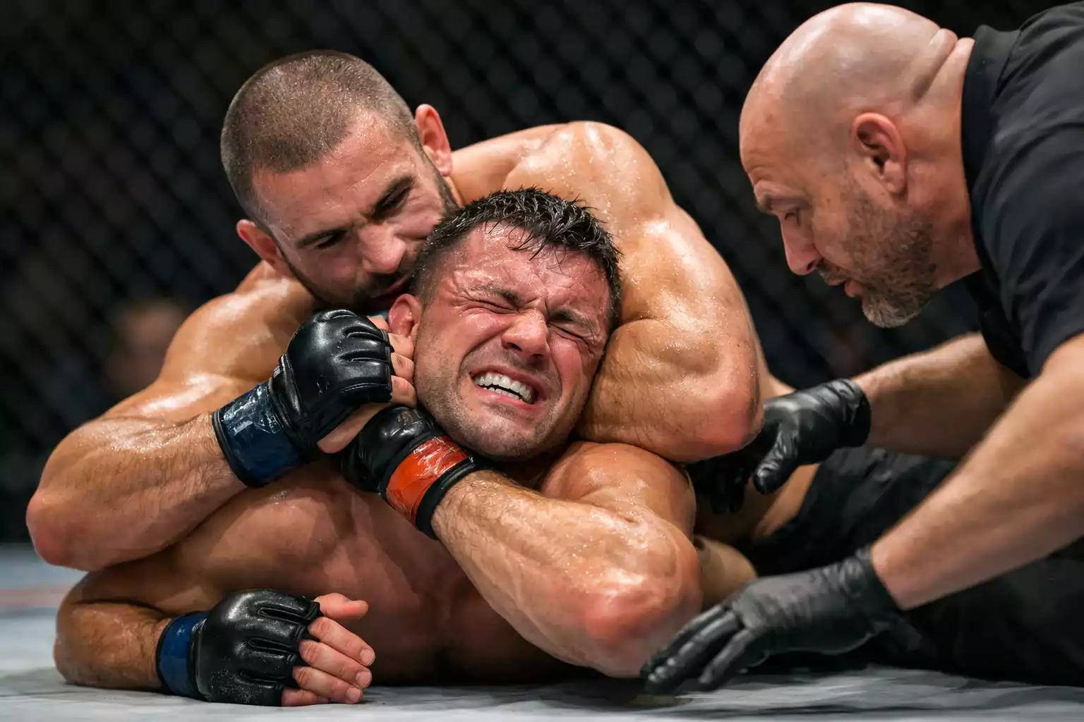 MMA-Kämpfer führt eine Submission-Technik aus