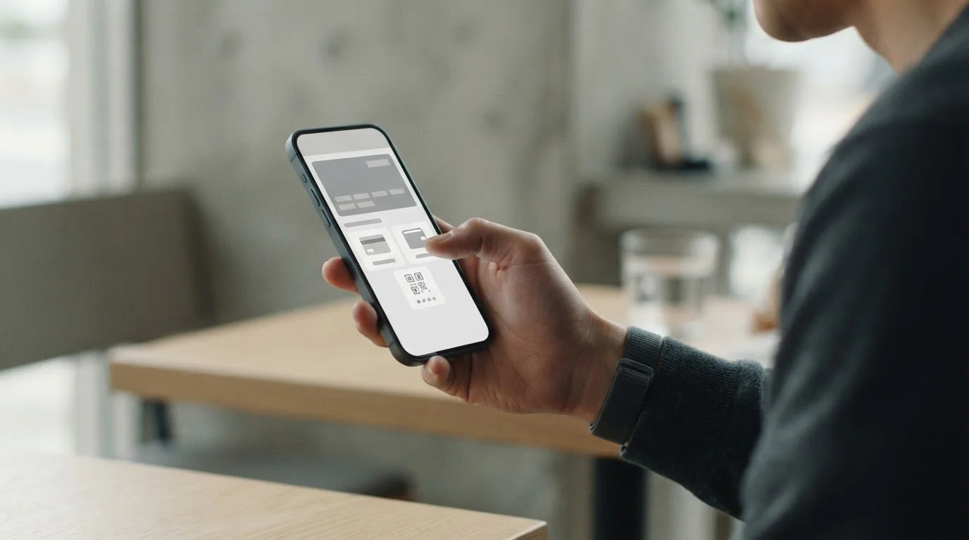 Smartphone mit verschiedenen mobilen Bezahloptionen