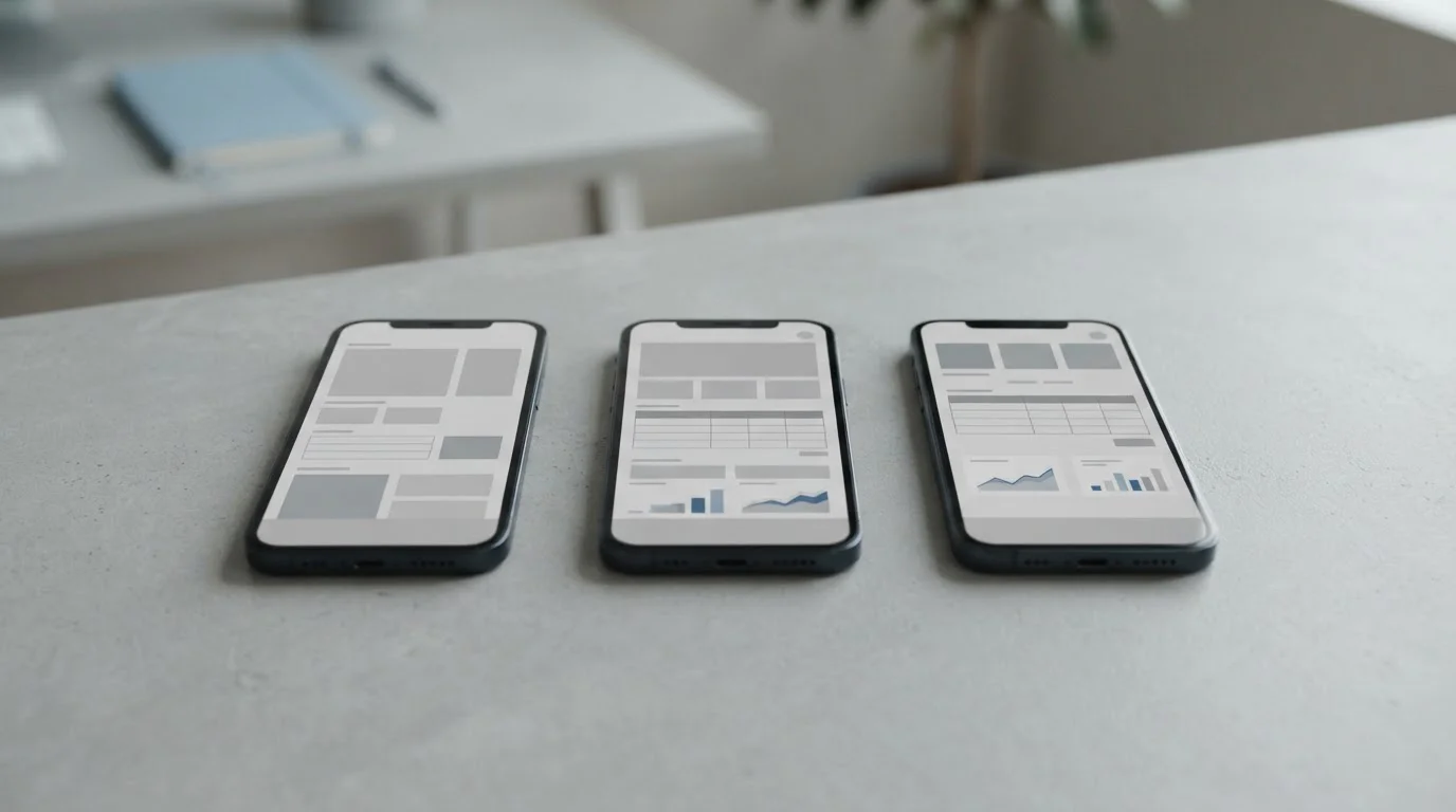 Mehrere Smartphones zeigen verschiedene Wett-Apps im Vergleich