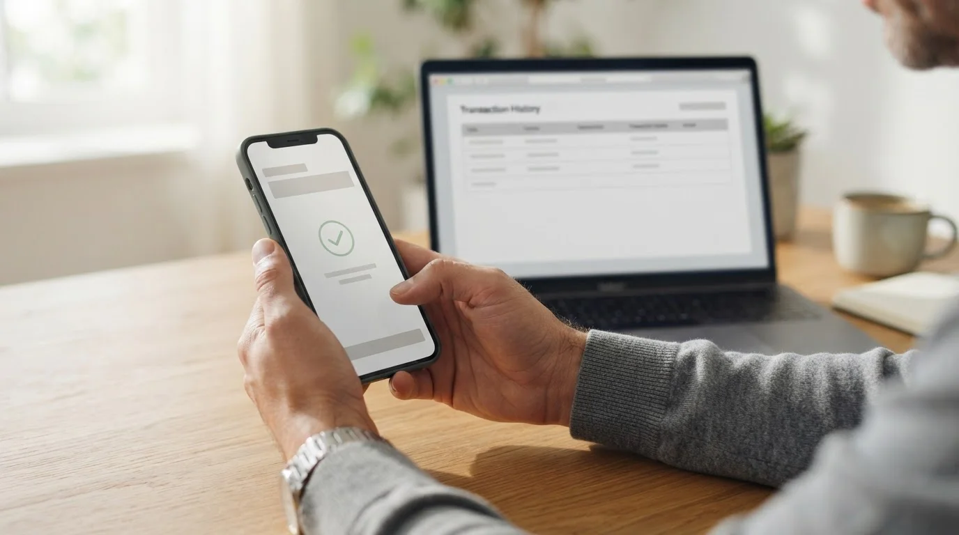 Digitale Zahlungsabwicklung auf Smartphone und Laptop
